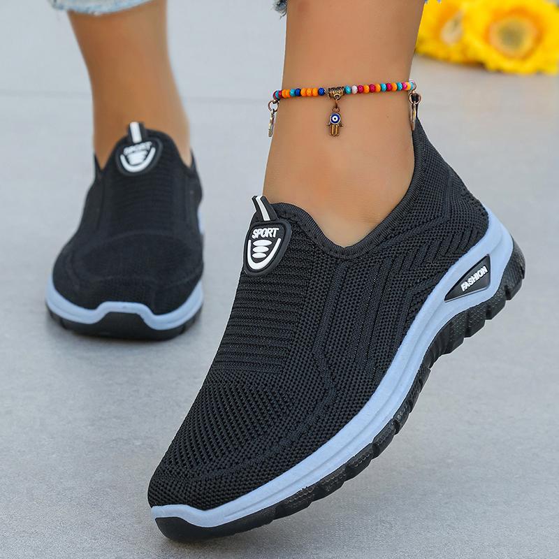 Fashion Women's Soft Sole Knitted Sneakers Breathable Slip On Walking Running Shoes Woman Comfortable Non Slip Sports Shoes Plus Size 42
