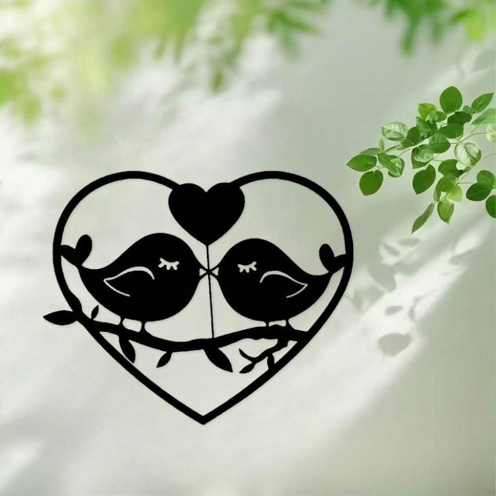 Metal Wall Art Heart Bird Flower Iron Sculpture Home Office Decor Nature Craft Gift