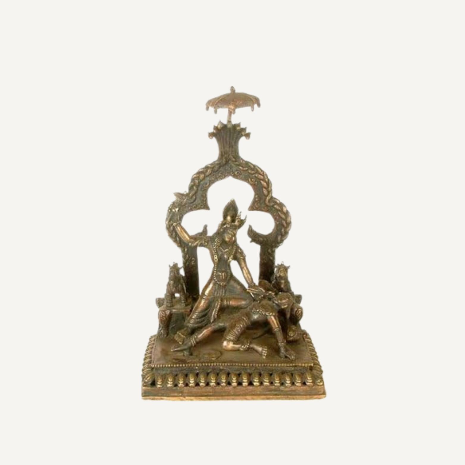 

Ashtadhatu Mix Brass Made Shree Baglamukhi Mata Idol, Religious, Gold - 20 Cm