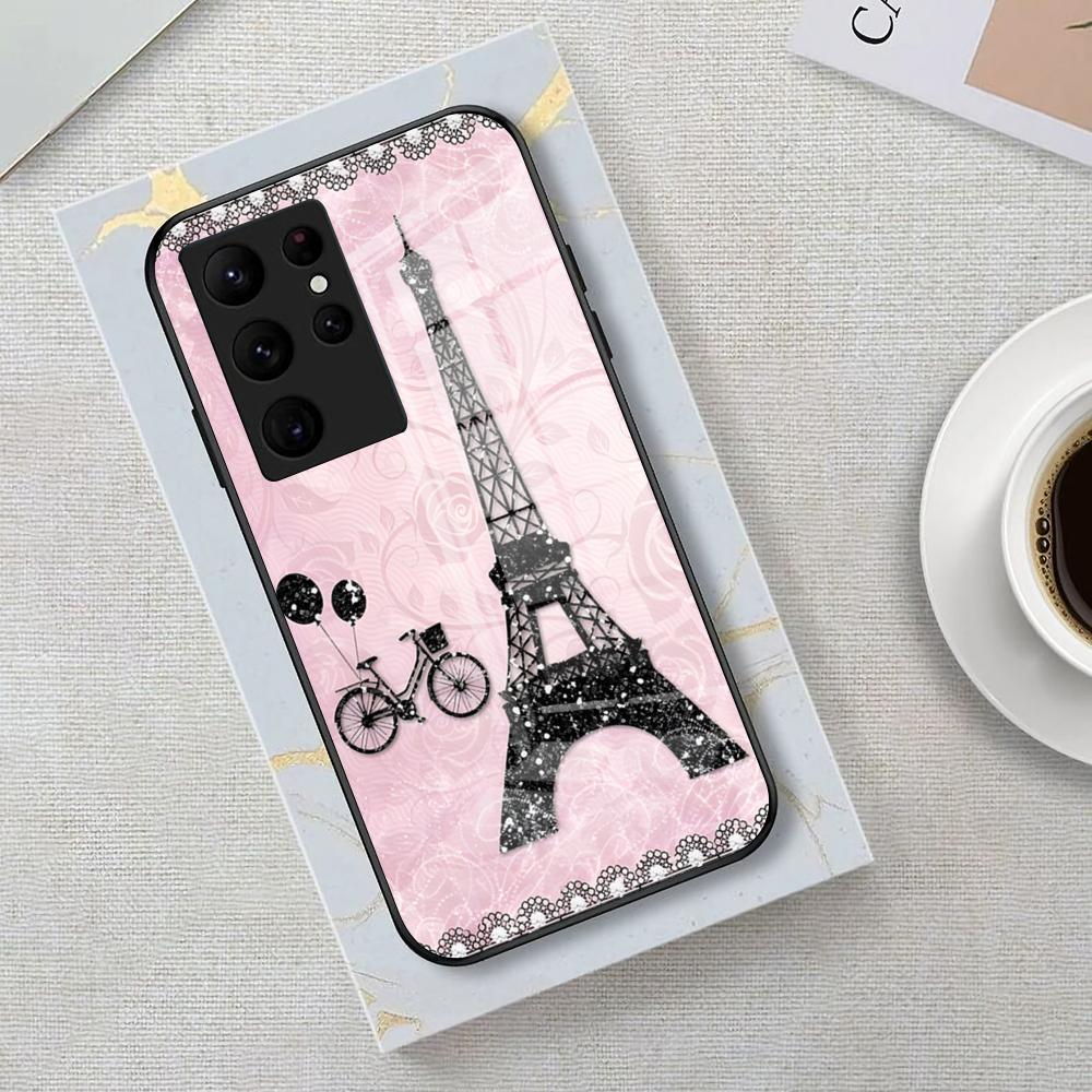 Romantic Paris Eiffel Tower Phone Case For Samsung S26 S25 Edge S24 S23 S22 S21 S20 Ultra Plus FE Glass Cover