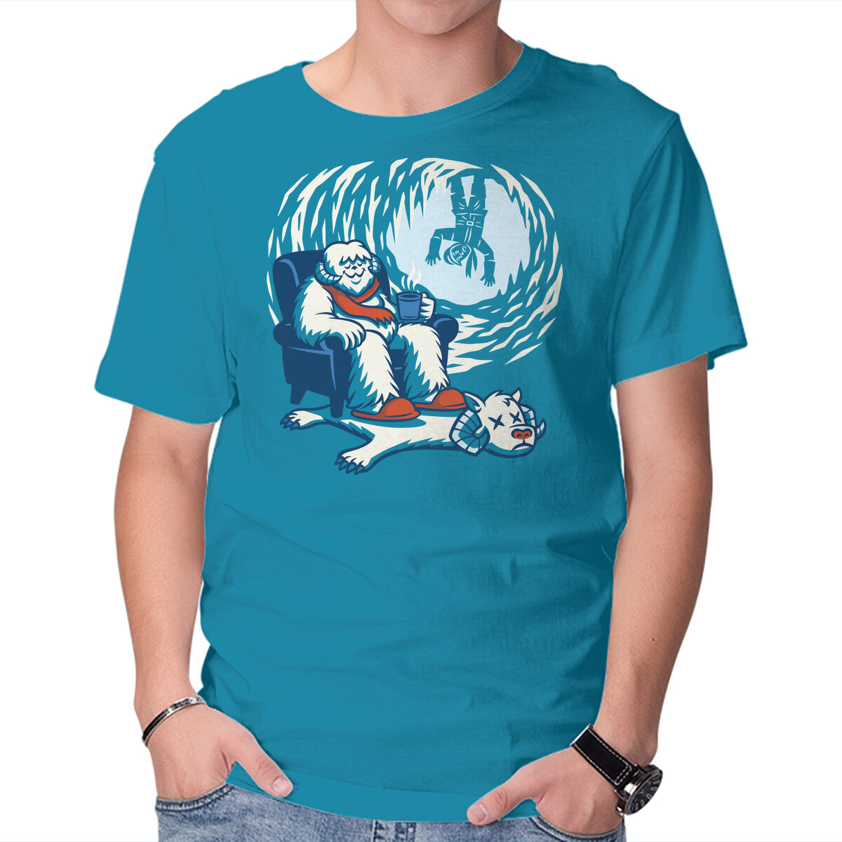 Unisex Crew Neck T-Shirt Cozy Cave Graphic Short Sleeve Casual Tee S