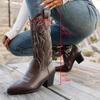 Large Size Medium Boots High Heel Boots Brown Western Cowboy Knight Boots Boots Women