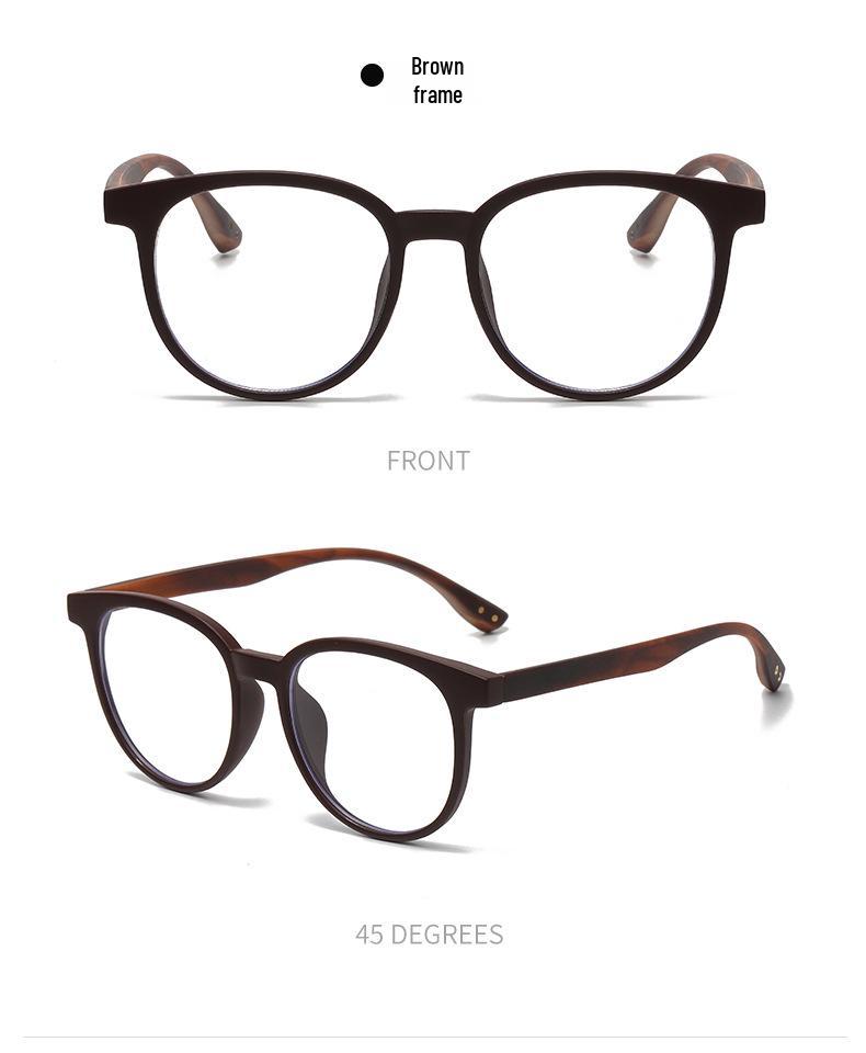 Retro Japanischer Stil Faux Holz Brille mit Schwarzen Rahmen für Männer & Frauen, Passform für großes Gesicht, Stärke 0