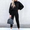 2022 Women's High Neck Sweatshirt & Solid Color Pants Set - Autumn/Winter Collection FD89940125