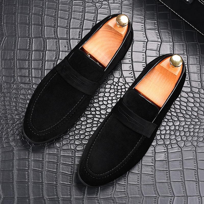 New Men Charm Pointed Suede Slip On Penny Oxford Flats Casual Shoes Homecoming Wedding Dress Prom Zapatillas Hombre