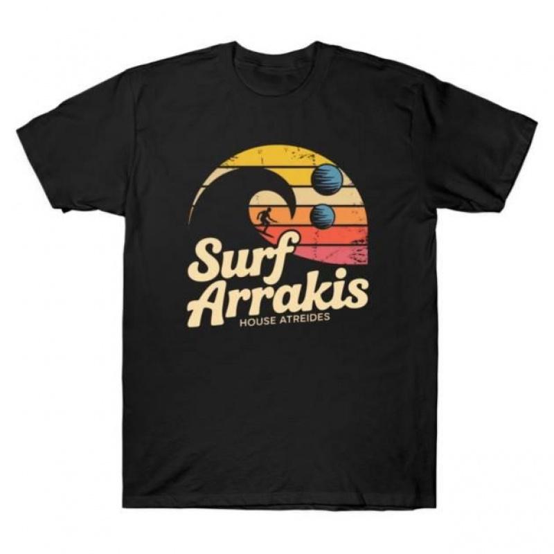 Visit Arrakis Vintage Distressed Surf DUNE Sic fi fan Gift t shirt 100 cotton tee Shortsleeve Graphic clothes All size Tops S