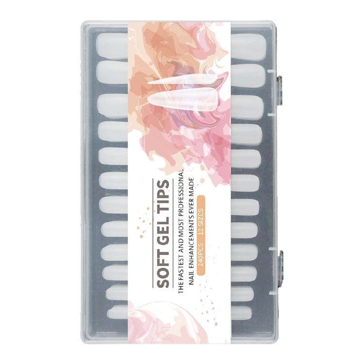 

240PCS Matte Clear Long Almond Nail Tips Soft Gel Full Cover Practical False Nail Professional Nail Art for Salon Use