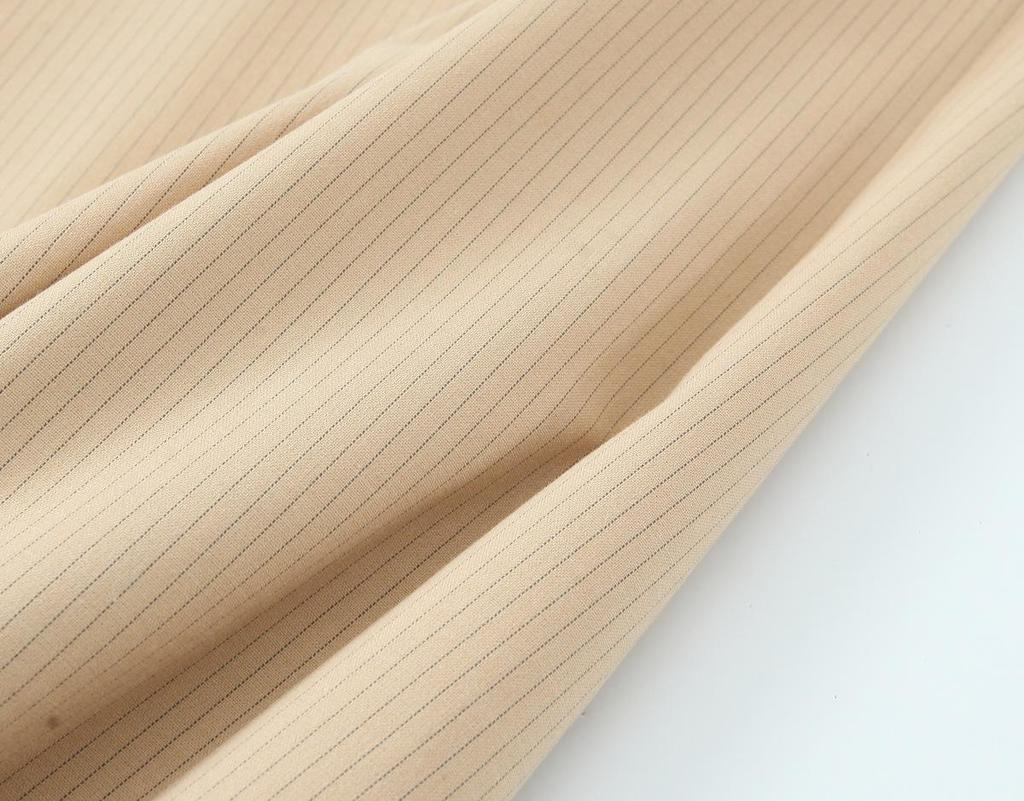 2025 Spring European & American Style Women's Slim Stripe Midi Dress