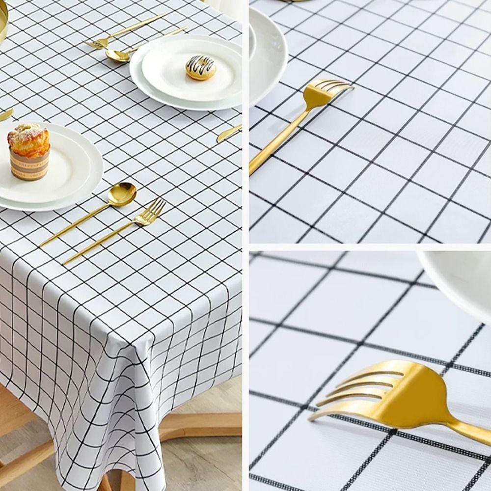PEVA Table Cover Waterproof Oilproof Grid Tablecloth New Dining Table Colth  Home Kitchen
