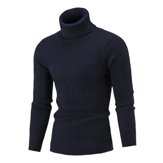 Men Knitwear Simple Solid Color Comfy Sweater Pullover Turtleneck Twist Men Sweater Pullover Sweater Pullover for Daily Life