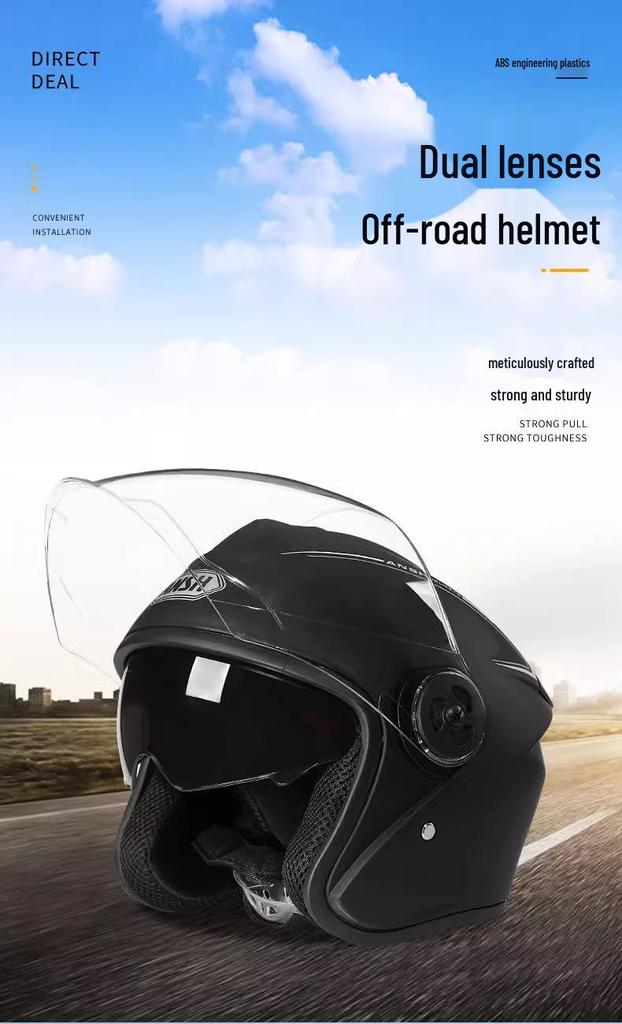 All-Season Universal Electric Scooter Helmet with HD Double Visor for Winter