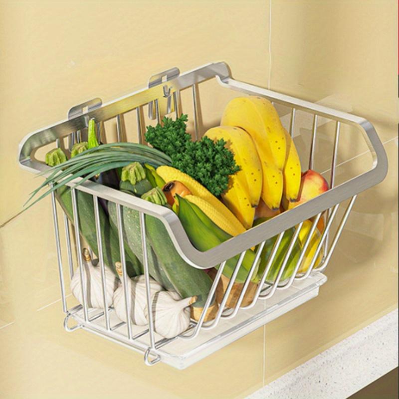 Kitchen Storage Basket Stainless Steel Fruit Vegetable Drain Storage Organizer Wall Mounted Spice Rack Dish Shelf Kitchen Tool