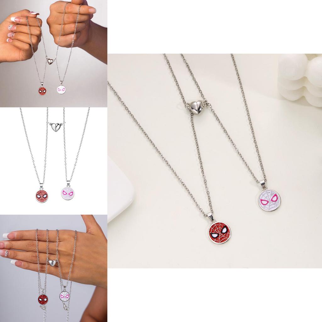 Spiderman Couple Magnetic Necklace With Geometric Pendant For Women