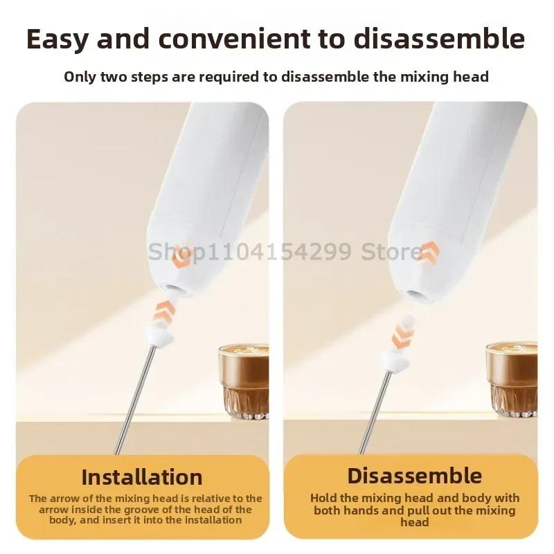 Wireless Milk Frother Electric Type-C Handheld Blender Stainless Steel Mini Coffee Maker Whisk Mixer for Coffee Cappuccino Cream