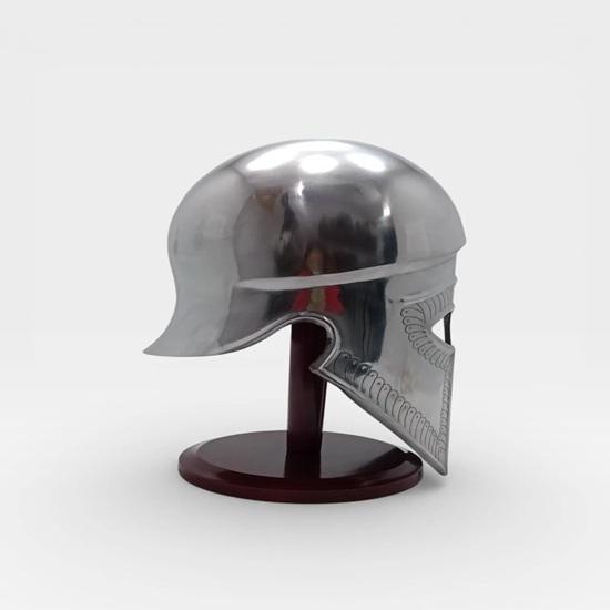 Greek Corinthian Steel Helmet, Handmade Medieval Warrior Armor with Stand