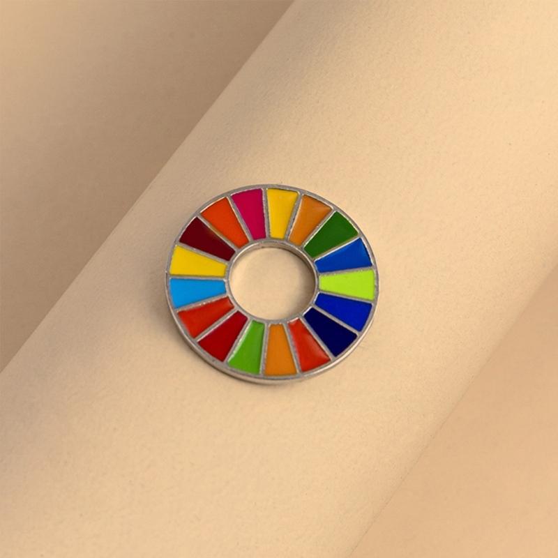 Creative Sustainable Development Goals Brooch Badge Banquet Scarf Pins United Nations SDGs Rainbow Pin Clothes Lapel