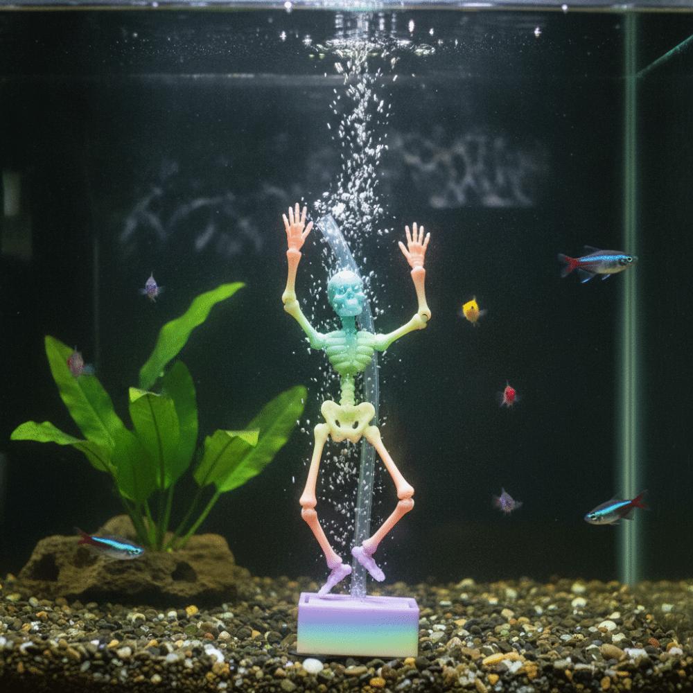 Bubble Driven Fish Tank Decoration Movable Joints Luminous Skeleton  Aquarium Hobbyist