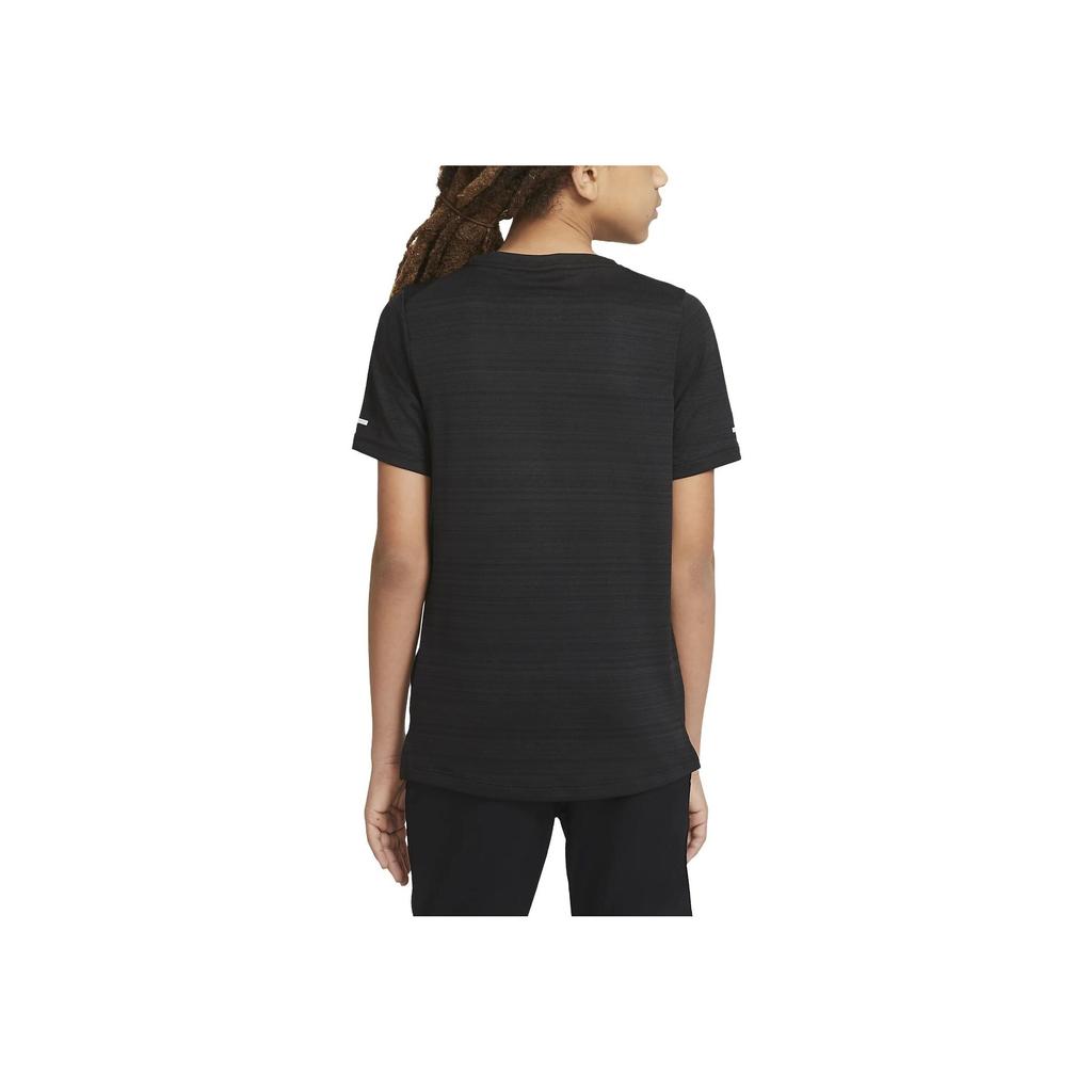 Nike Dri-FIT Miler Logo Multicolor Crew Neck Short Sleeve T-Shirt Kids Tops Black DD3055-010