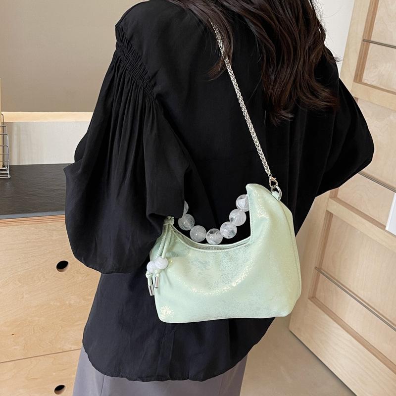 Beaded handbag women's bag new chain messenger bag stylish and simple texture portable shoulder bag