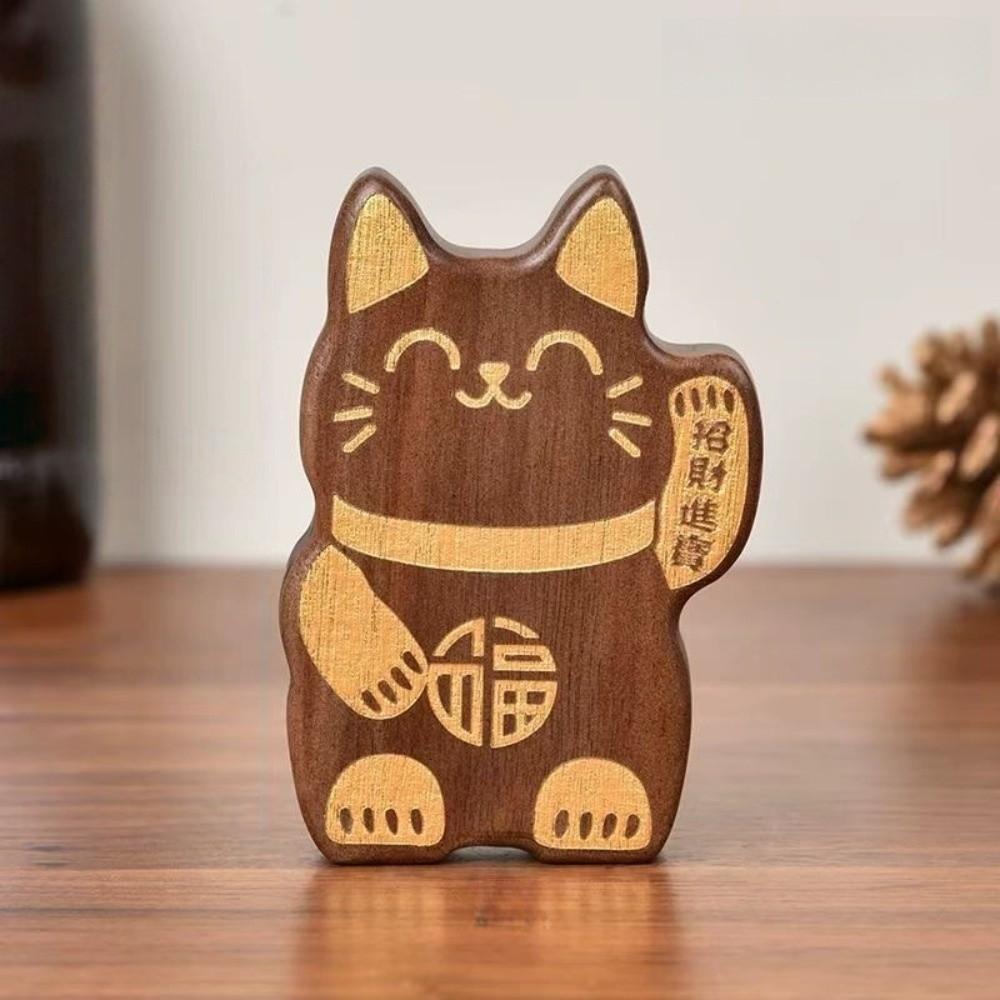 Wooden Fortune Cat Bottle Opener Lucky Magnetic Cap Remover Decoration Kitty Fridge Magnet Gift