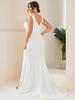 Ever-Pretty Plus Size Deep V-Neck Sleeveless High Slid Simple Wedding Dresses for Bride White