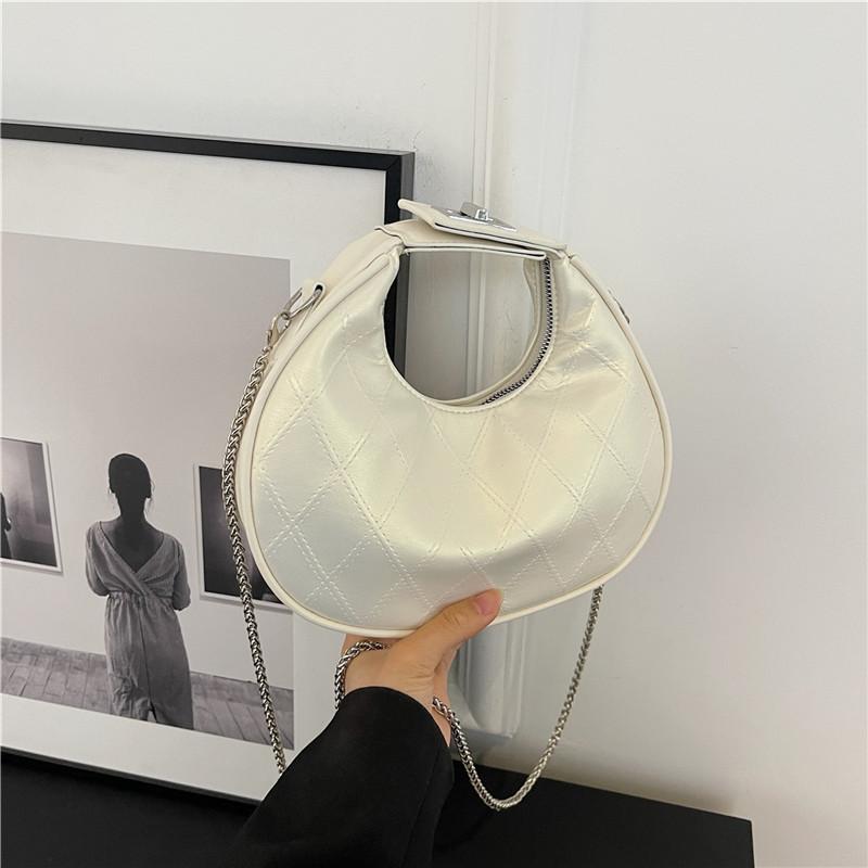 Crescent Stylish Crossbody Bag With Chain Strap And Lingge Design Daily For