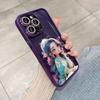 Blue-haired Girl Is Suitable for Apple 15 Mobile Phone Case 15Promax All-inclusive 14 with Flash Diamond Lens Film 13 Fairy Model.