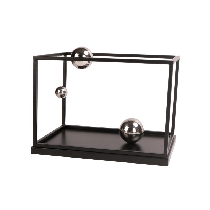 Rectangular Metal Ball Ornament Desktop Decoration Art Creative Geometric Framework Crafts Modern Room Aesthetic Decoration