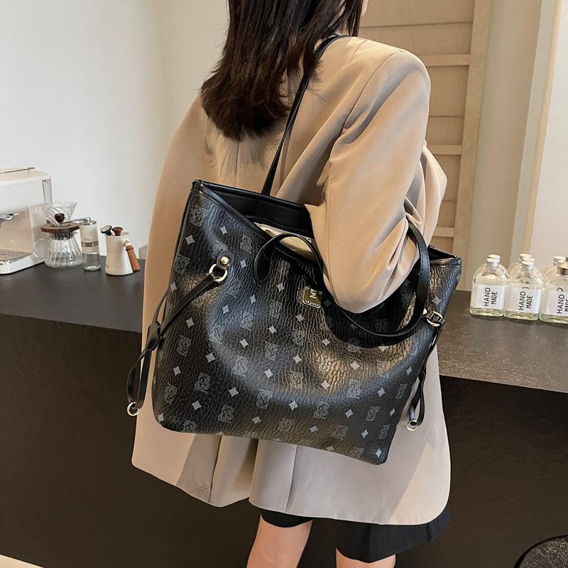 Retro printed tote bag women's 2025 spring new trendy fashion large-capacity shoulder bag premium underarm bag