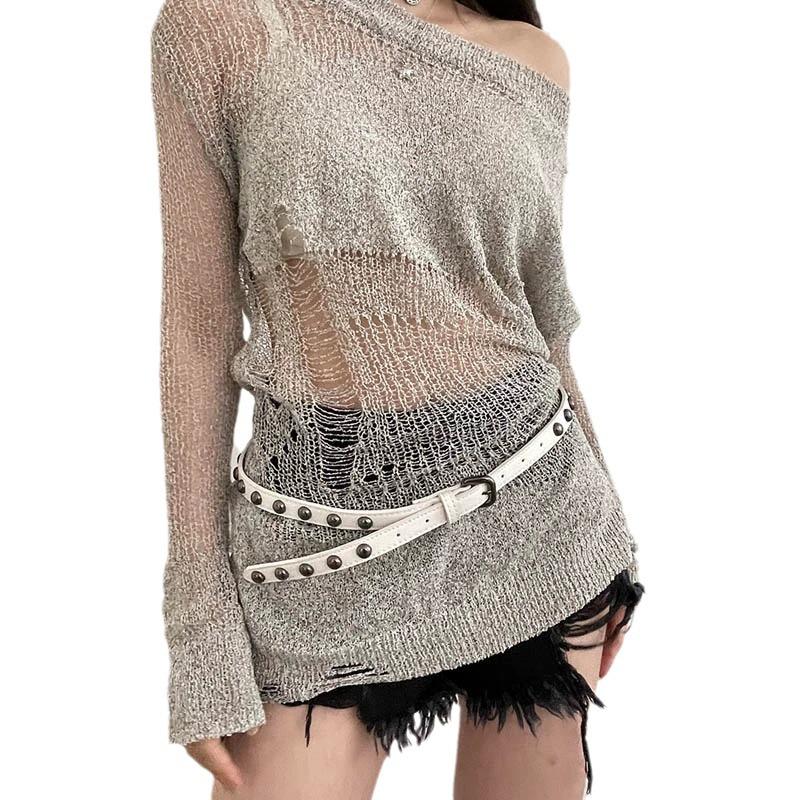 Women's 2023 Black Rivet Hip Hop Punk Thin Waist Belt - Korean & Versatile Ins Style