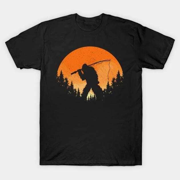 Sasquatch Fishing Sunset Made in Australia T-Shirt S