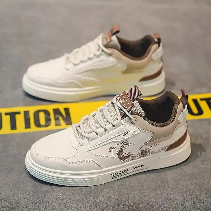 

Мужские кроссовки, модная кожаная повседневная обувь, летние удобные дышащие кроссовки, уличная обувь для скейтборда Tenis Masculino 44