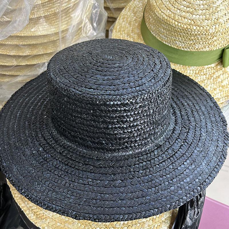 Mode Sommer Damen Breitkrempiger Naturstrohhut Chapeau Damen Sonnenhüte Boater Schwarz Panama Strandhut Sombrero Mujer Fedora Hut