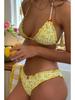 2025 Floral Cross-Back Bikini Split Swimsuit Tie-Up Design