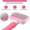 LINJOU Dog Brush Cat Brush Grooming Comb,Cleaning Button for Cat Dog Shedding Tools(Pink)