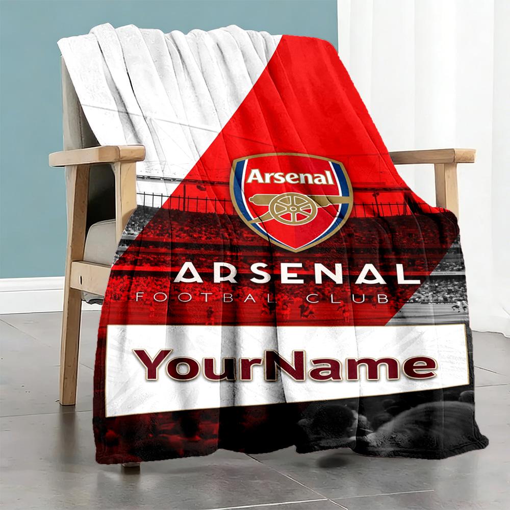 Arsenal Customize Text Blanket Lightweight Customizable Blanket Durable Comfort Versatile for Bed Office Chair Home Decor Office for All Occasions