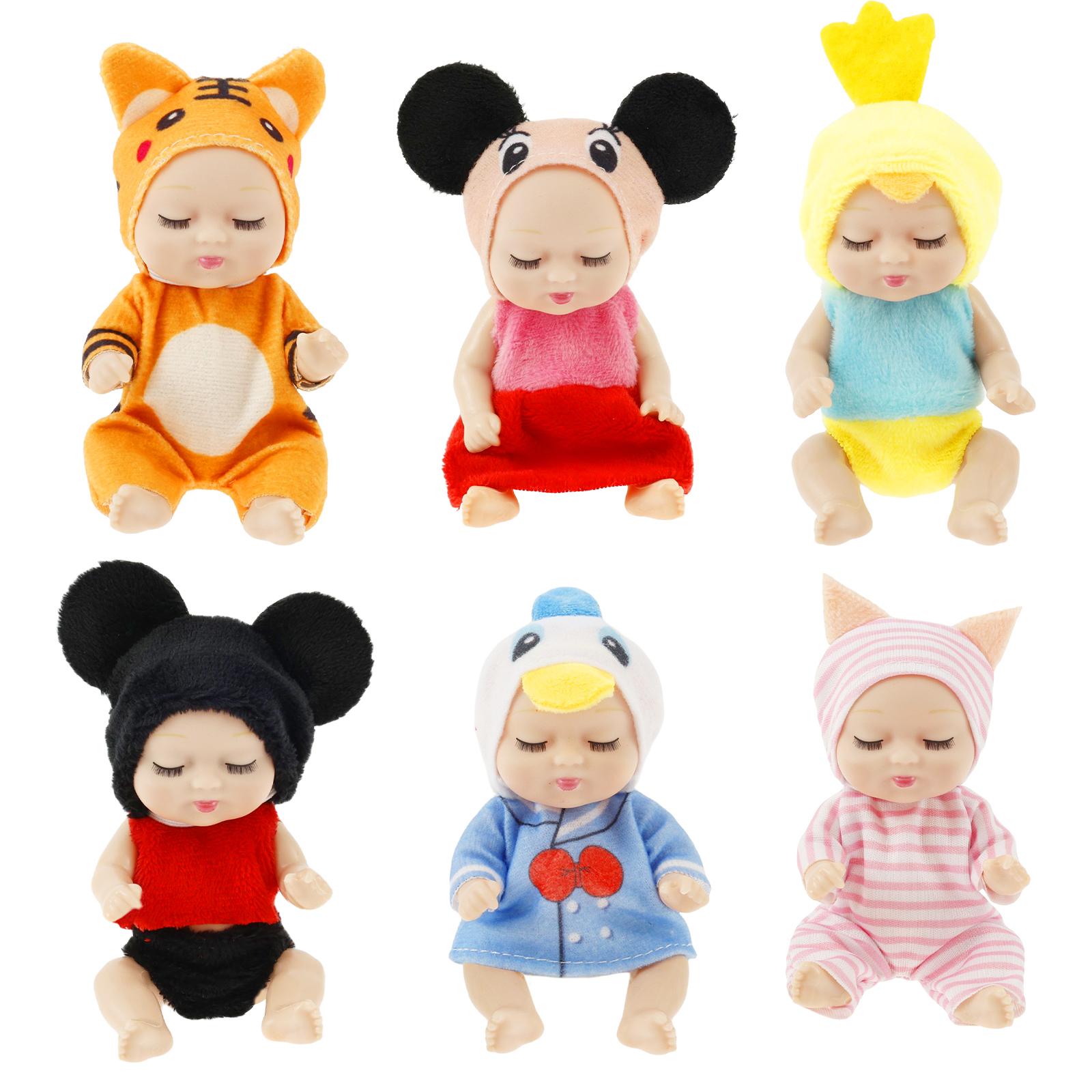 

6/12 Pcs Sleep Baby Doll Plastic Small Baby Doll Toy Simulation Rebirth Dolls Mini Cute Dolls Cartoon Kids Toys Small Ornaments