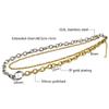 Classical Luxury Stainless Steel Long Chain Necklace - Two-Layer Silver & Gold Colors Link Jewelry