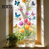 Dekorative Sichtschutzfolie für Fenster, Sonnenfänger, Statische Fensterfolie, Blume Schmetterling Selbstklebender Glasaufkleber, Bürolfolie, Abnehmbare Haftfolie