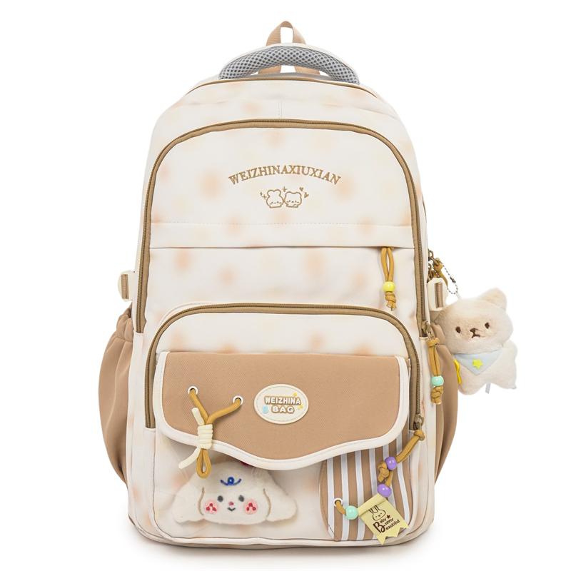 High School Students Lightweight Schoolbag Color Block Large Capacity Backpack