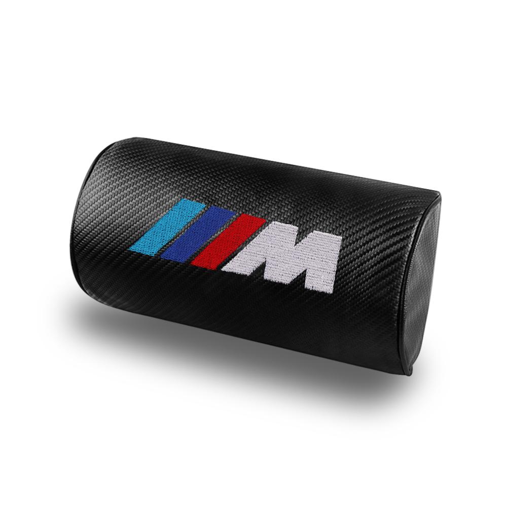 KSMH6 Car Sticker Pressure Relief Massage Headrest Pillow Soft Elastic Carbon Fiber Car Neck Pillow Comfortable For BMW M Accessory