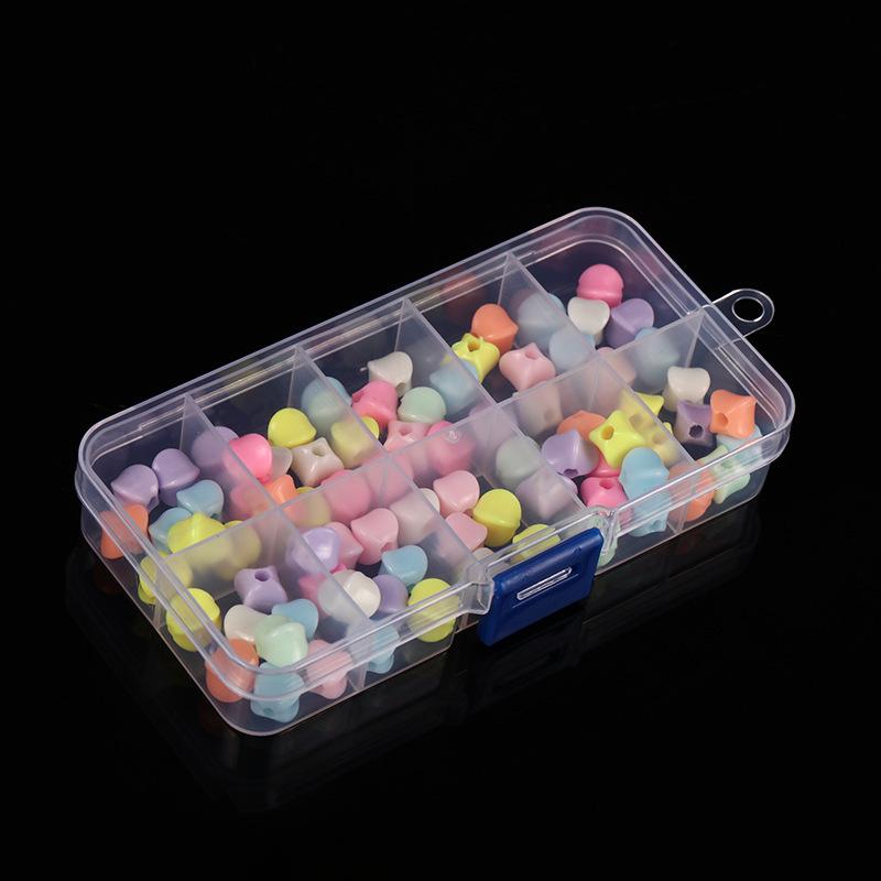 Small Fixed 10-Grid Blue Buckle Transparent Plastic Non-Removable Storage Jewelry Beaded Medicine Box Fish Hook Screw Box