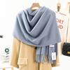 Wool Cashmere Feel Scarf Autumn and Winter Versatile Solid Color Scarf Women's Winter High End Imitation Cashmere Scarf