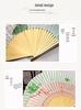 Green Summer Portable Folding Fan: Double Section Qipao Hanfu Chinese Style for Women