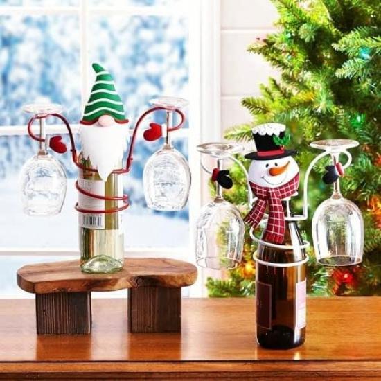 Christmas Wine Glass Holder Wine Racks Counter top Freestanding Metal, Uniquie Ornament for Home Decor & Kitchen Storage Rack, Bar, Wine Cellar,
