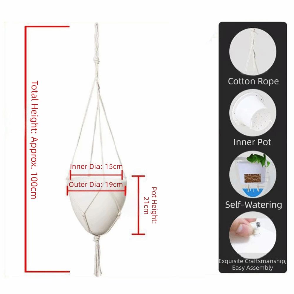 White Hanging Plant Pot Eggshell Shape Planter Self Watering Plant Pot  Indoor Outdoor Ornament