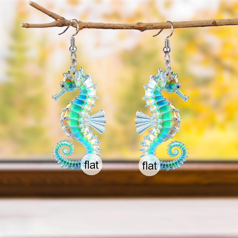 Colorful Seamaster Acrylic Drop Earrings for Women Y2K Cute Seamaster Earrings Ocean Style Earrings Female Beach Vacation Casual Earrings Accessories