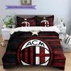 AC Mailand Fußballverein Muster Bettwäsche Bettdecken-Set Heimdekoration Geschenk (1 Bettbezug + 2 Kissenbezüge (ohne Füllung))