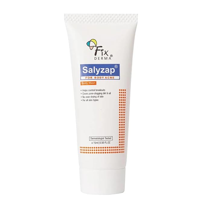 Fixderma Гель для душа с 2% салициловой кислоты Salyzap для кожи тела, склонной к акне, на спине, плечах и других частях тела - 200 мл (Гель для душа Salyzap - 15 мл ) 200 ML