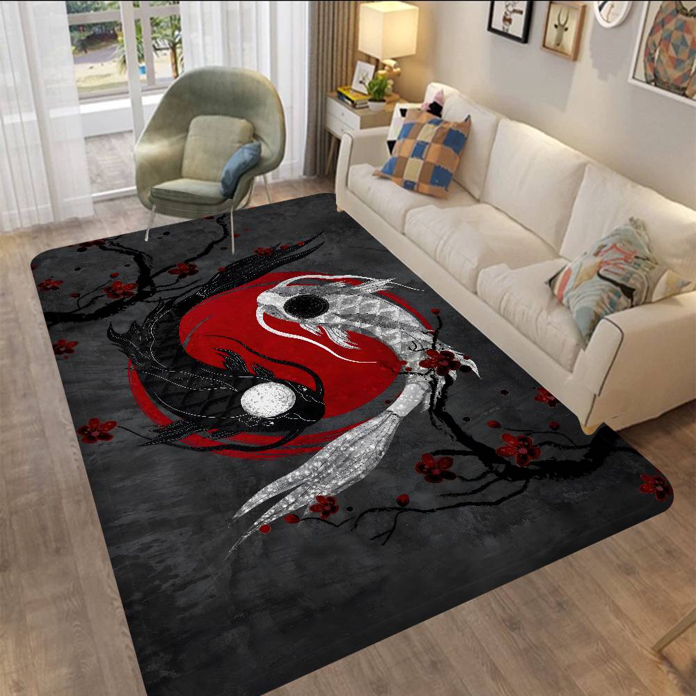 Chinese Tai Chi Bagua Yin Yang Door Mat Washable Non-Slip Living Room Sofa Chairs Area Mat Kitchen Bedside Area Rugs